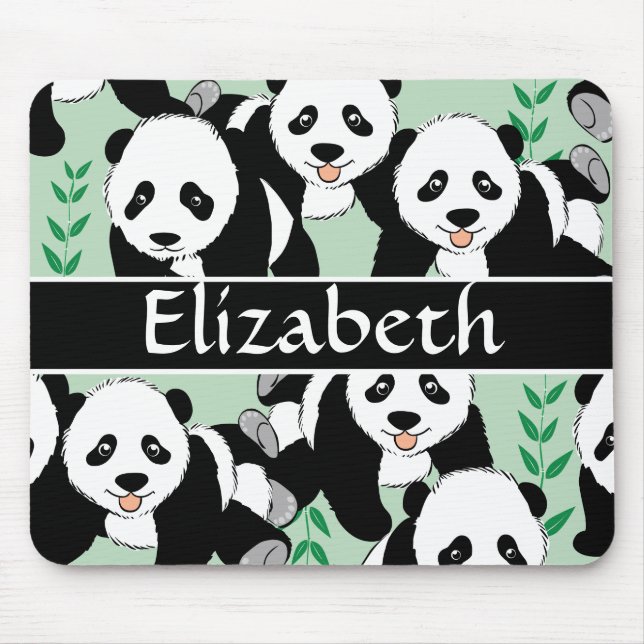 Panda Bears Graphic to Personalize Mouse Pad (Front)