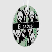 Panda Bears Graphic to Personalize Ornament (Front)