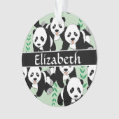 Panda Bears Graphic to Personalize Ornament (Front)