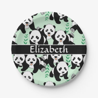 Panda Bears Graphic to Personalize Paper Plates