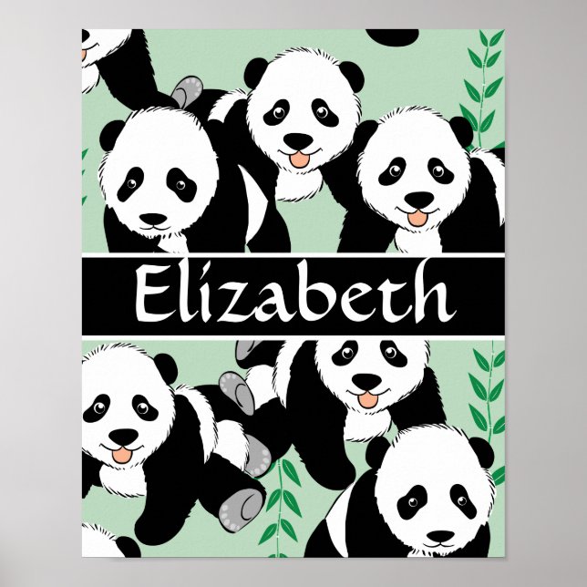 Panda Bears Graphic to Personalize Poster (Front)