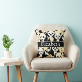 Panda Bears Graphic to Personalize Throw Pillow (Chair)