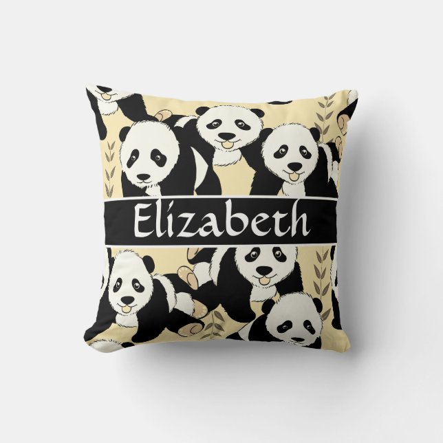 Panda Bears Graphic to Personalize Throw Pillow (Front)
