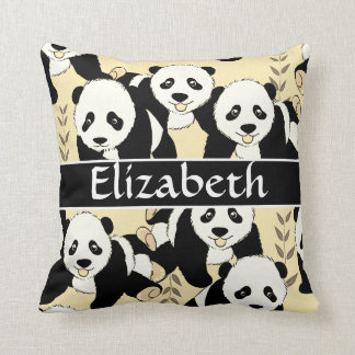 Panda Bears Graphic to Personalize Throw Pillow