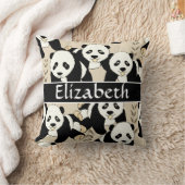 Panda Bears Graphic to Personalize Throw Pillow (Blanket)