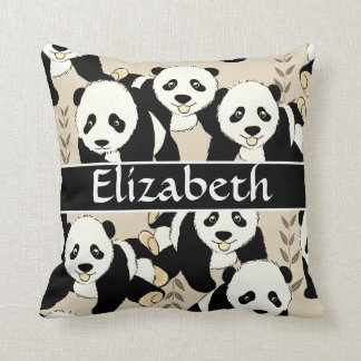 Panda Bears Graphic to Personalize Throw Pillow