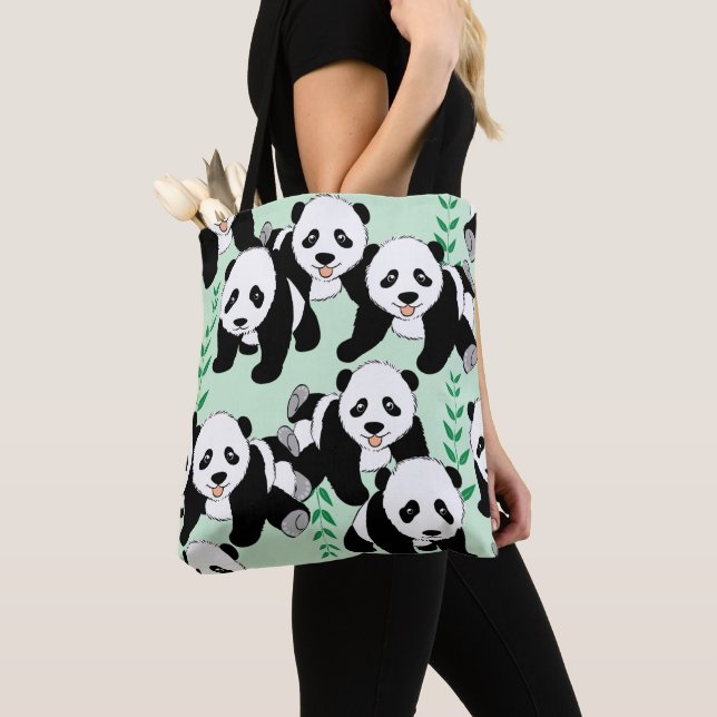 Panda Bears Graphic Tote Bag (Close Up)