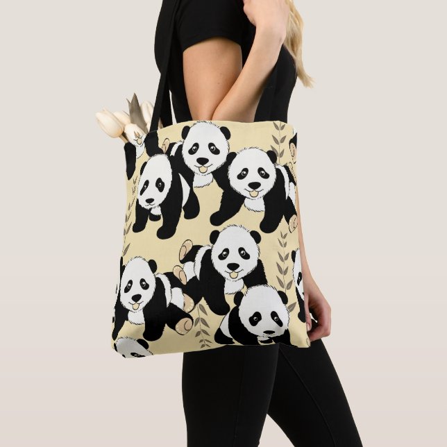 Panda Bears Graphic Tote Bag (Close Up)
