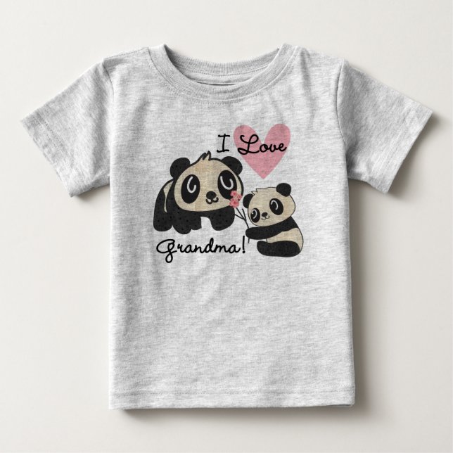 Panda Bears I Love Grandma Baby T-Shirt (Front)