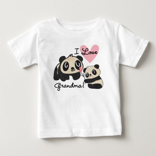 Panda Bears I Love Grandma Baby T-Shirt (Front)