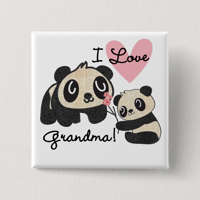 Panda Bears I Love Grandma Button (Front)