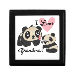 Panda Bears I Love Grandma Keepsake Box