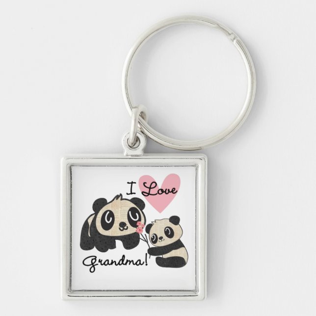 Panda Bears I Love Grandma Keychain (Front)