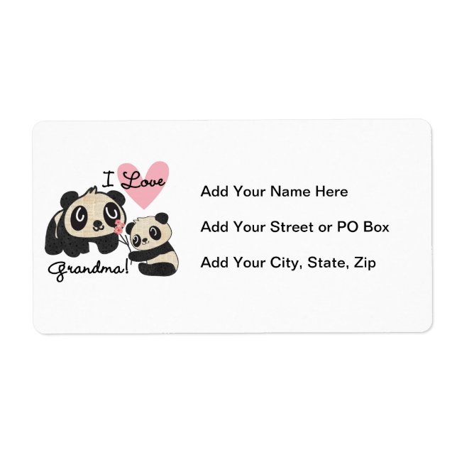 Panda Bears I Love Grandma Label (Front)