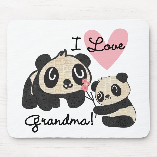 Panda Bears I Love Grandma Mouse Pad (Front)