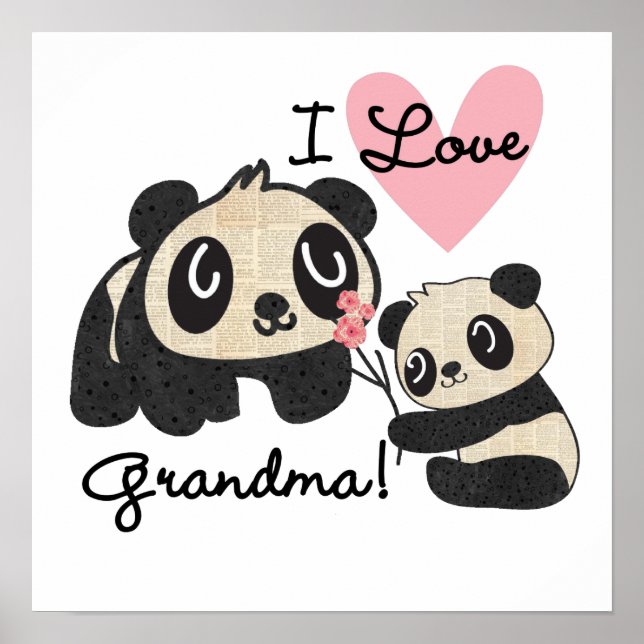 Panda Bears I Love Grandma Poster (Front)