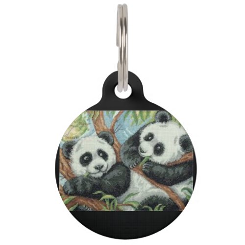 Panda Bears on a Pet Tag