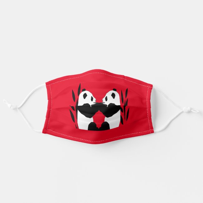 Panda Bears on Red Cloth Face Mask