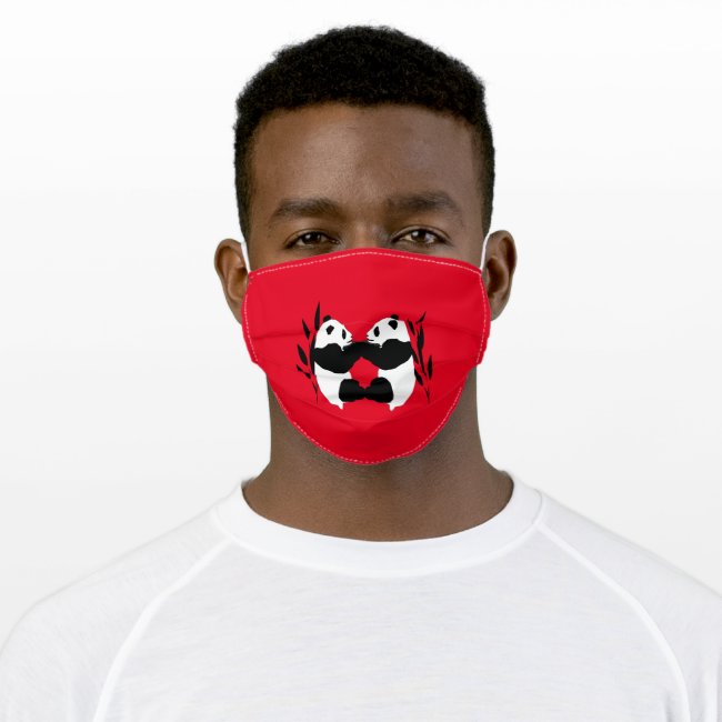 Panda Bears on Red Cloth Face Mask