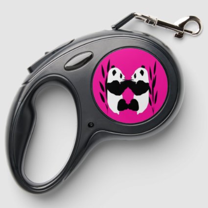 Panda  Bears on Red Retractable Leash