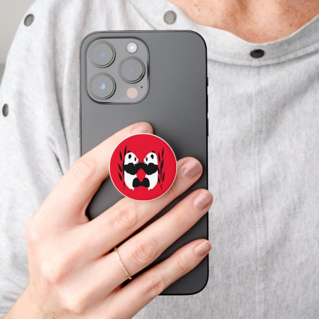 Panda Bears on Red Smartphone PopSocket
