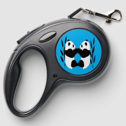 Panda  Bears on Turquoise Retractable Leash