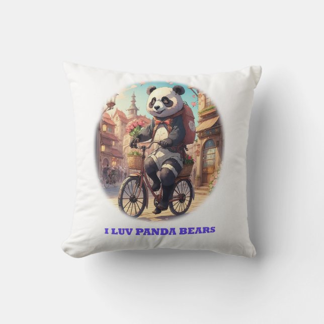 Panda Bears Throw Pillow (Front)