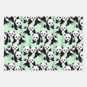 Panda Bears Wrapping Paper Sheets (Front)