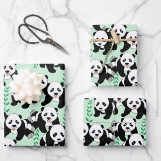 Panda Bears Wrapping Paper Sheets