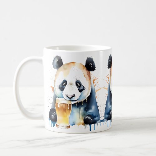 Panda Beer Wildlife  Nature Water Color Set Coffee Mug