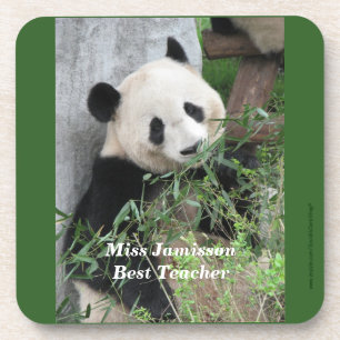 Panda, Best Teacher, Green, Set of 6  Beverage Coaster