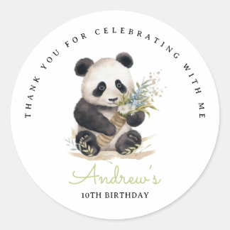 Panda Birthday Bamboo Panda Boys Jungle Animals Classic Round Sticker