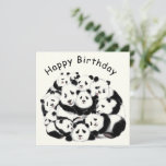 Panda Birthday Card Happy Family Pandas - Funny<br><div class="desc">Panda Family Birthday Cards happy Family Pandas - MIGNED Painting Design - Customizable - or Add Your Text / Name / Color / more</div>