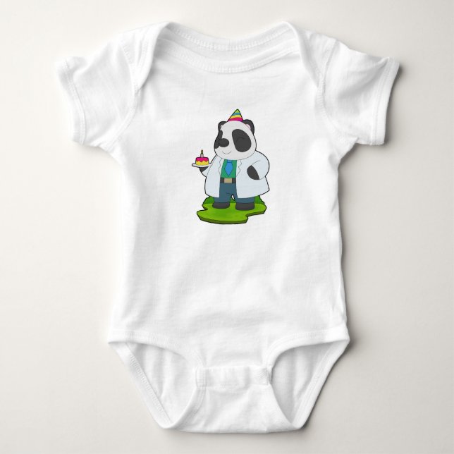 Panda Birthday Doctor Baby Bodysuit (Front)