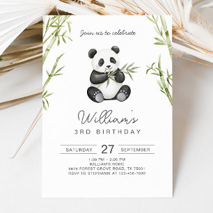Panda Birthday: Greenery Bamboo Invitation