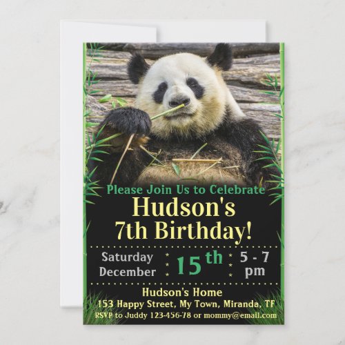 Panda birthday invitation
