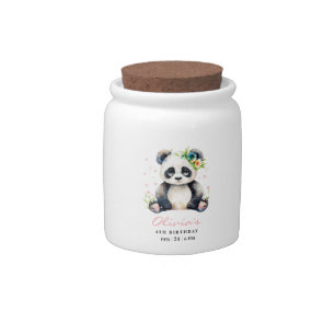 Panda Birthday Invitation, Panda Girl Birthday  Candy Jar