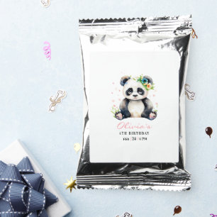 Panda Birthday Invitation, Panda Girl Birthday  Coffee Drink Mix
