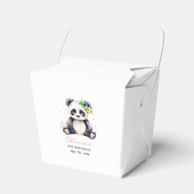 Panda Birthday Invitation, Panda Girl Birthday  Favor Boxes (Front Side)