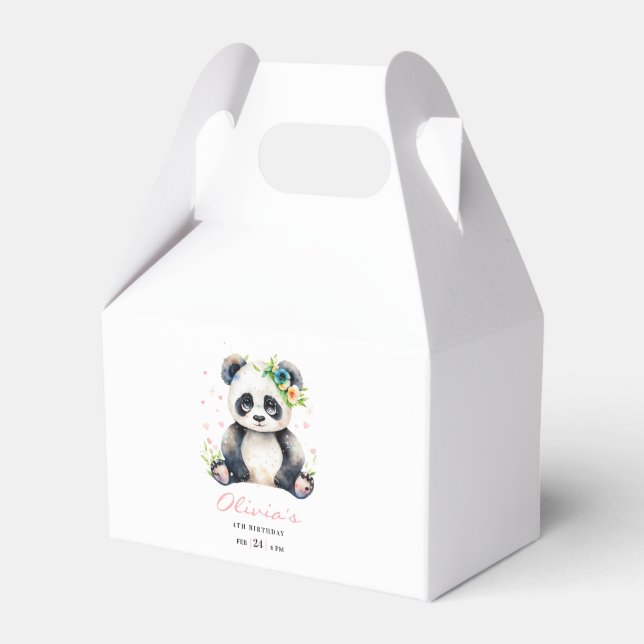 Panda Birthday Invitation, Panda Girl Birthday  Favor Boxes (Front Side)