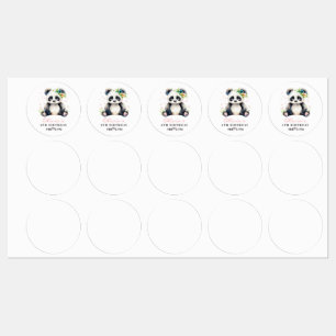 Panda Birthday Invitation, Panda Girl Birthday  Labels