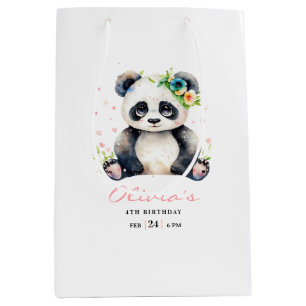 Panda Birthday Invitation, Panda Girl Birthday  Medium Gift Bag