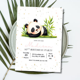Panda Birthday Invitation, Panda Girls Birthday Invitation