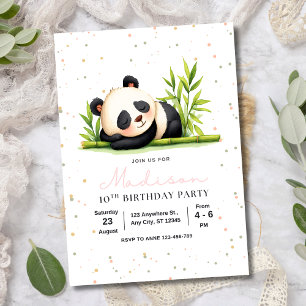 Panda Birthday Invitation, Panda Girls Birthday Invitation