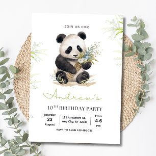 Panda Birthday Invite, Bamboo Panda Boys Birthday Invitation