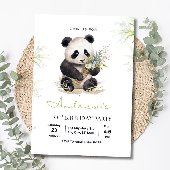 Panda Birthday Invite, Bamboo Panda Boys Birthday Invitation (Creator Uploaded)