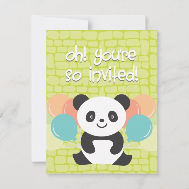 Panda Birthday Party Invitation (Front)