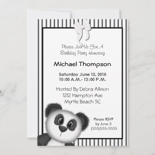 Panda Birthday Party Invitations
