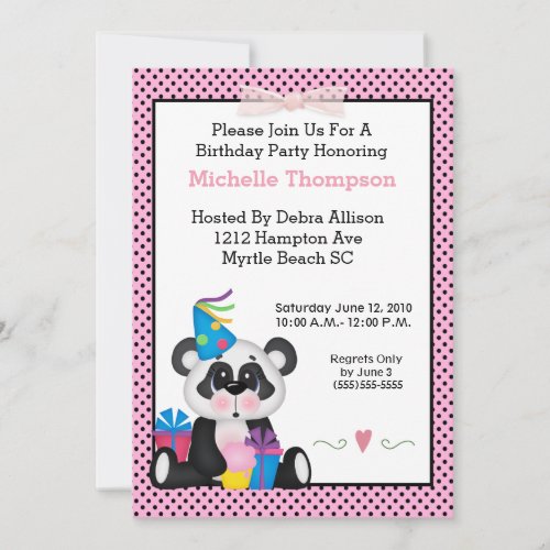 Panda Birthday Party Invitations