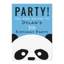 Panda Birthday Party Kids Pink Boys Invitation